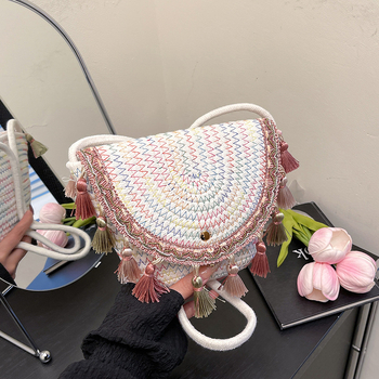 2026 nova etnička tkana torbica s resicama, boho stil, crossbody od slame za žene