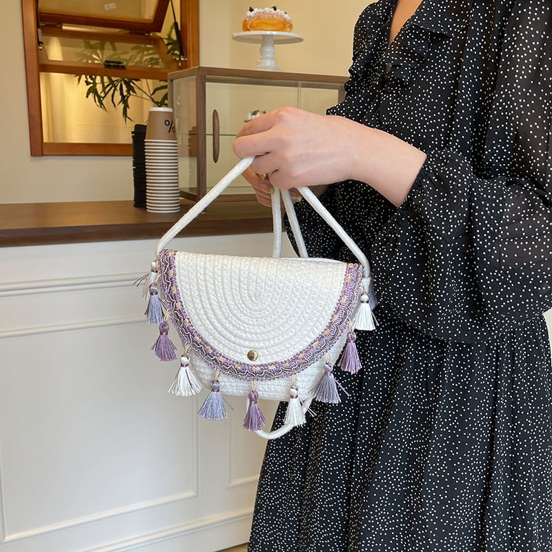 2026 nova etnička tkana torbica s resicama, boho stil, crossbody od slame za žene