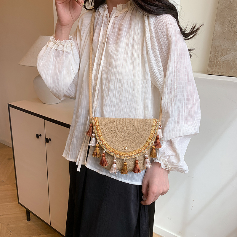 2026 nova etnička tkana torbica s resicama, boho stil, crossbody od slame za žene