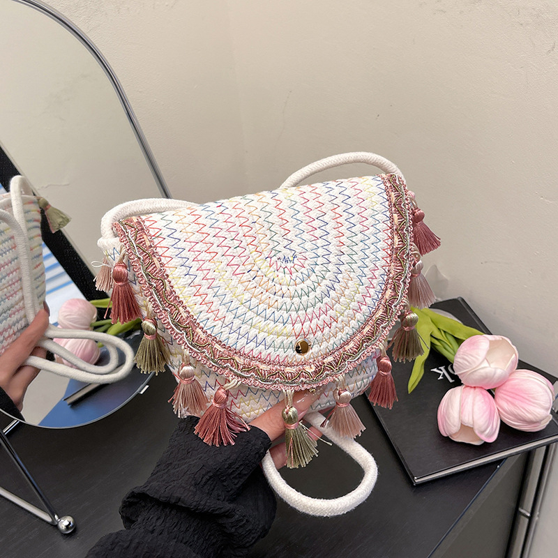 2026 nova etnička tkana torbica s resicama, boho stil, crossbody od slame za žene