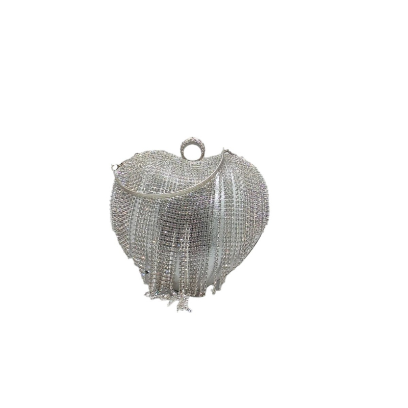 Srcolik večernja torbica s resicama i kristalima – clutch za zabave