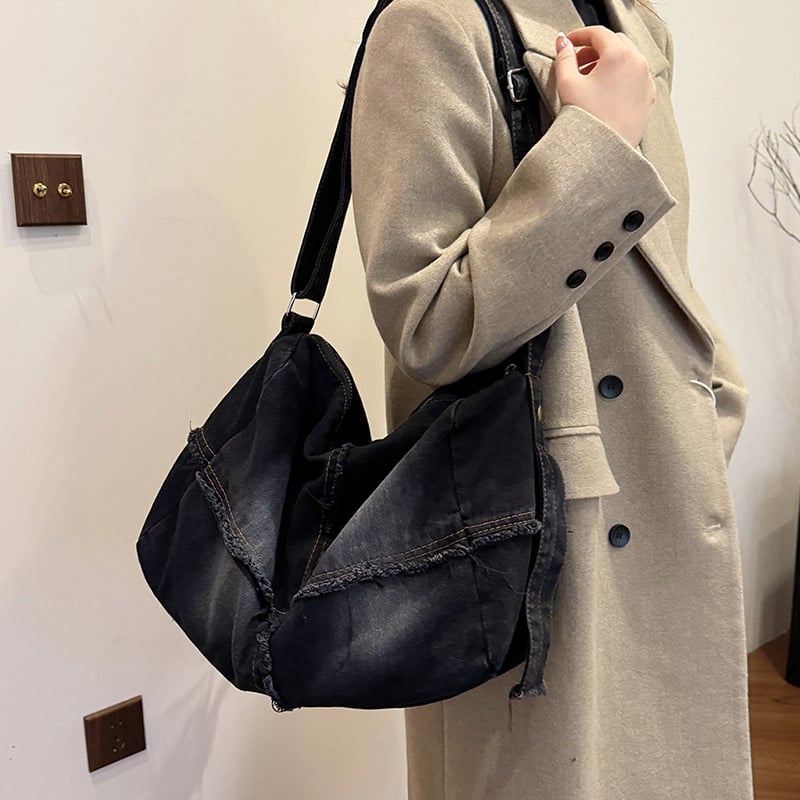 Ženska denim torbica s crossbody remenom, velika kapaciteta, svakodnevna upotreba, stil 2025
