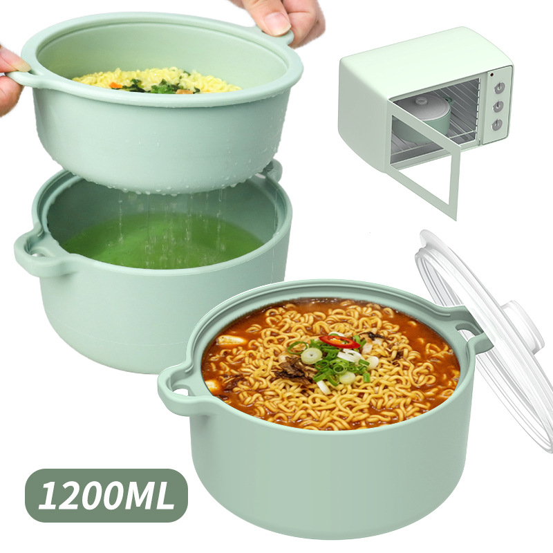 Oală de abur din silicon de calitate alimentară, stil coreean, cu capac, compatibilă cu microunde și friteuză cu aer, pentru reducerea grăsimilor, gătit la abur orez și legume