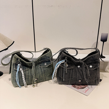 Ženska denim torba inspirirana japanskim retro stilom, vrhunski dojam, velika kapaciteta, crossbody torba
