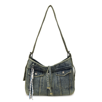 Ženska denim torba inspirirana japanskim retro stilom, vrhunski dojam, velika kapaciteta, crossbody torba