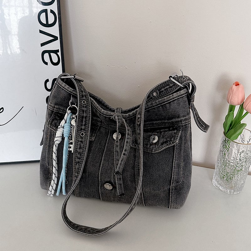 Ženska denim torba inspirirana japanskim retro stilom, vrhunski dojam, velika kapaciteta, crossbody torba