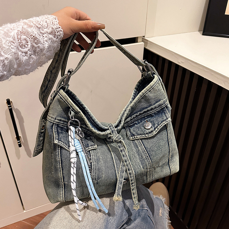 Ženska denim torba inspirirana japanskim retro stilom, vrhunski dojam, velika kapaciteta, crossbody torba