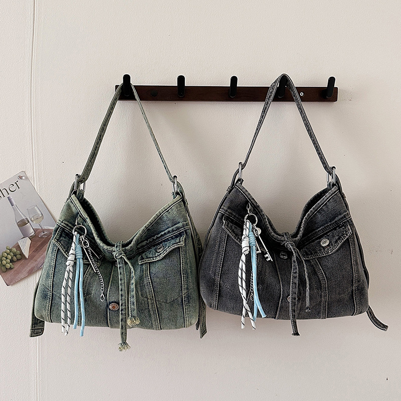 Ženska denim torba inspirirana japanskim retro stilom, vrhunski dojam, velika kapaciteta, crossbody torba