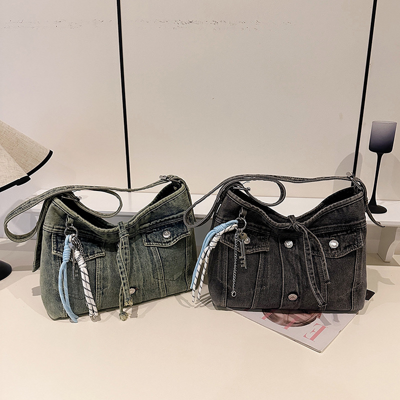 Ženska denim torba inspirirana japanskim retro stilom, vrhunski dojam, velika kapaciteta, crossbody torba