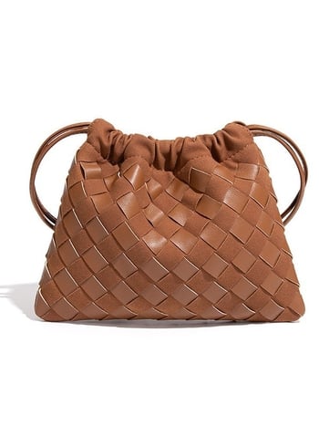 Mini torbica od PU kože sa zatvaračem sa šňurkom, karirani uzorak i dizajn oblaka, inspirirano japanskim i korejskim stilom, pogodna za rame ili crossbody.