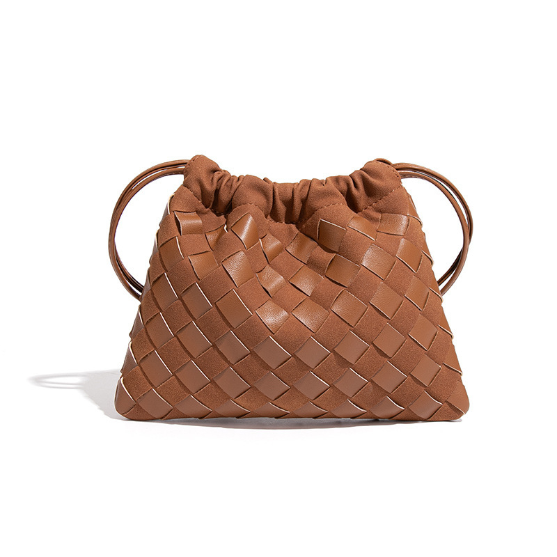Mini torbica od PU kože sa zatvaračem sa šňurkom, karirani uzorak i dizajn oblaka, inspirirano japanskim i korejskim stilom, pogodna za rame ili crossbody.