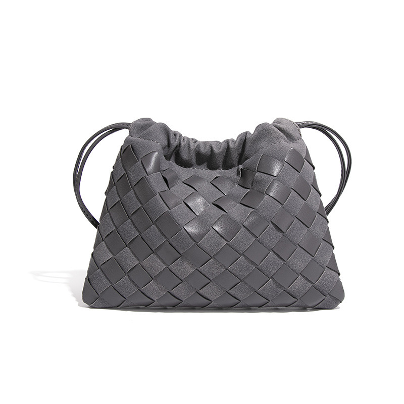 Mini torbica od PU kože sa zatvaračem sa šňurkom, karirani uzorak i dizajn oblaka, inspirirano japanskim i korejskim stilom, pogodna za rame ili crossbody.