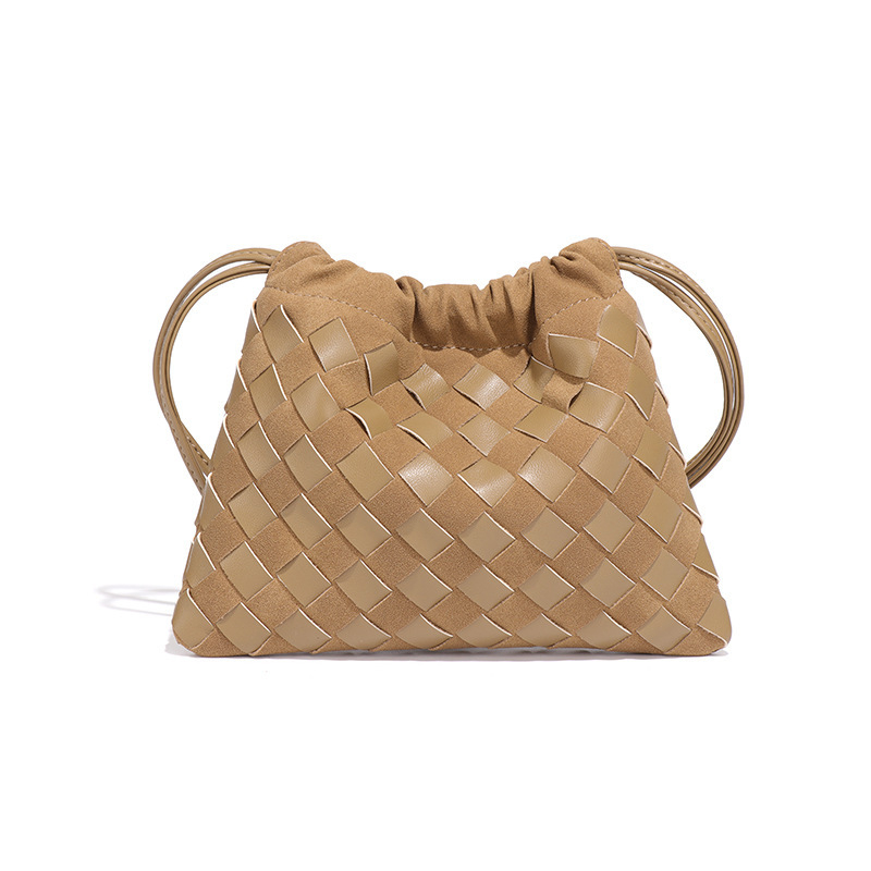 Mini torbica od PU kože sa zatvaračem sa šňurkom, karirani uzorak i dizajn oblaka, inspirirano japanskim i korejskim stilom, pogodna za rame ili crossbody.