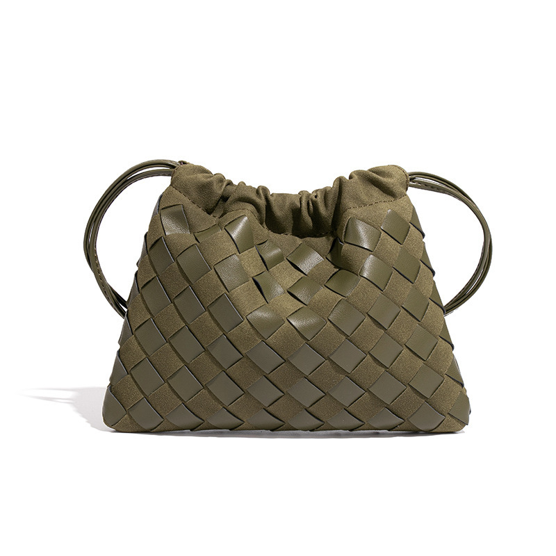 Mini torbica od PU kože sa zatvaračem sa šňurkom, karirani uzorak i dizajn oblaka, inspirirano japanskim i korejskim stilom, pogodna za rame ili crossbody.