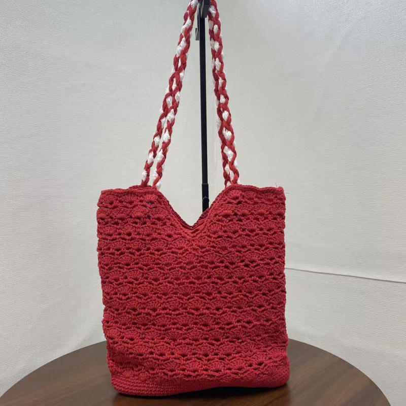 Nova velika kapaciteta crochet tote torba, ručno pletena za rameni, elegantna ženska dnevna torba s čipkom