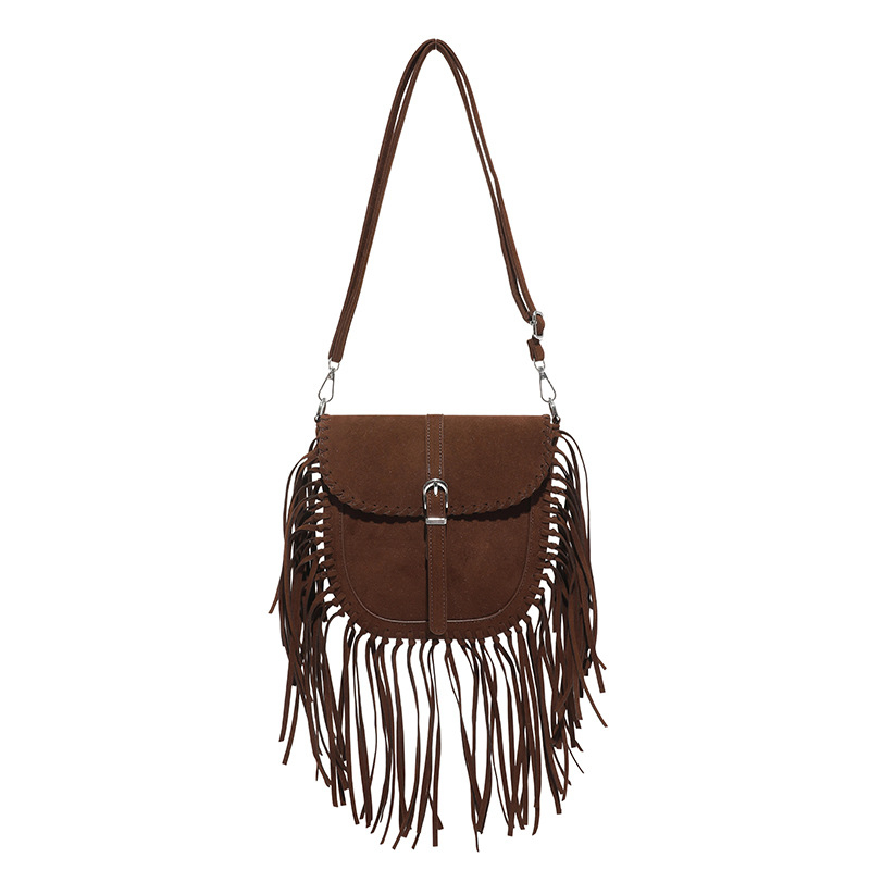 Mala PU kožna crossbody torbica s resicama, mat završni sloj, ženstveni retro stil