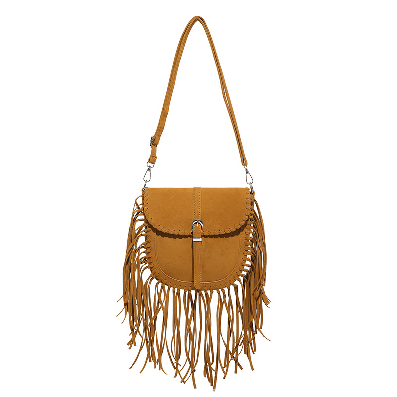 Mala PU kožna crossbody torbica s resicama, mat završni sloj, ženstveni retro stil