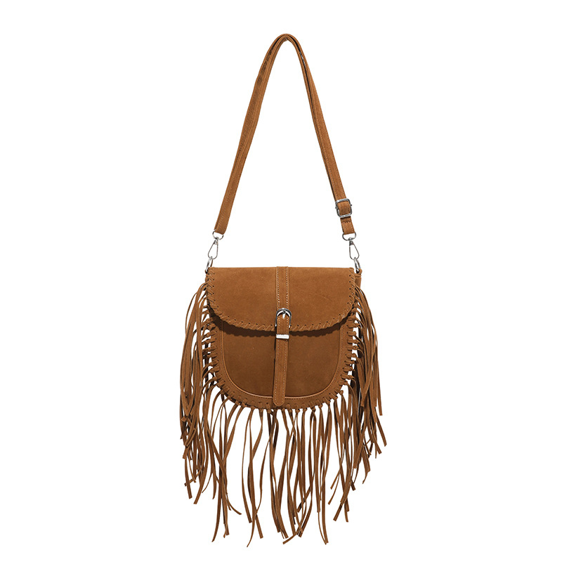 Mala PU kožna crossbody torbica s resicama, mat završni sloj, ženstveni retro stil