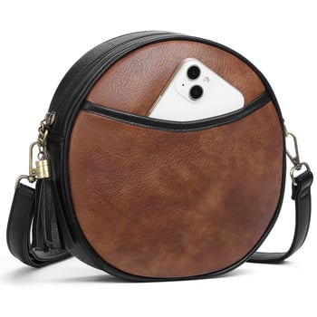 Ženska crossbody torbica, retro europsko-američki stil, mala okrugla torbica sa zatvaračem i resicom