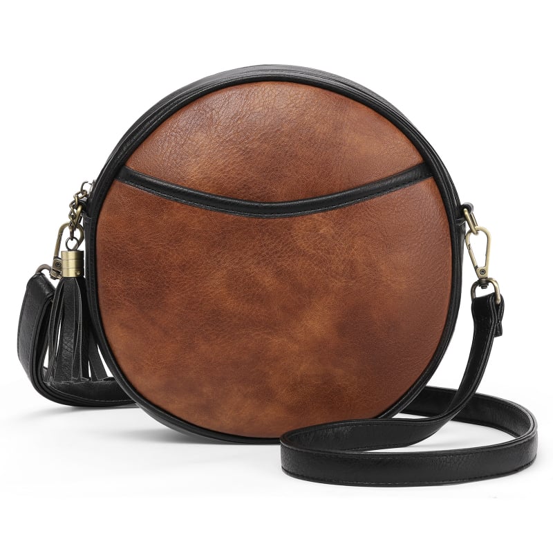 Ženska crossbody torbica, retro europsko-američki stil, mala okrugla torbica sa zatvaračem i resicom
