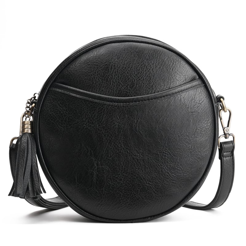 Ženska crossbody torbica, retro europsko-američki stil, mala okrugla torbica sa zatvaračem i resicom