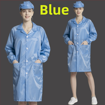 Antistatický dlhý odev do čistých priestorov, unisex, modro-biely