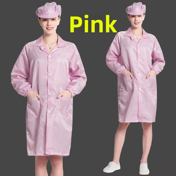 Antistatický dlhý odev do čistých priestorov, unisex, modro-biely