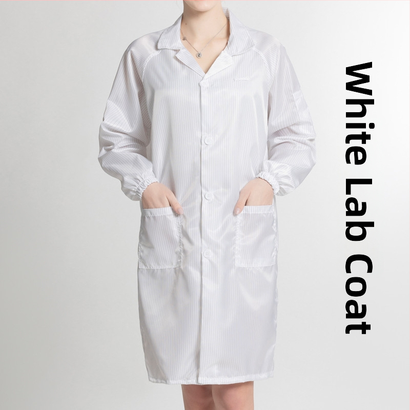 Antistatický dlhý odev do čistých priestorov, unisex, modro-biely