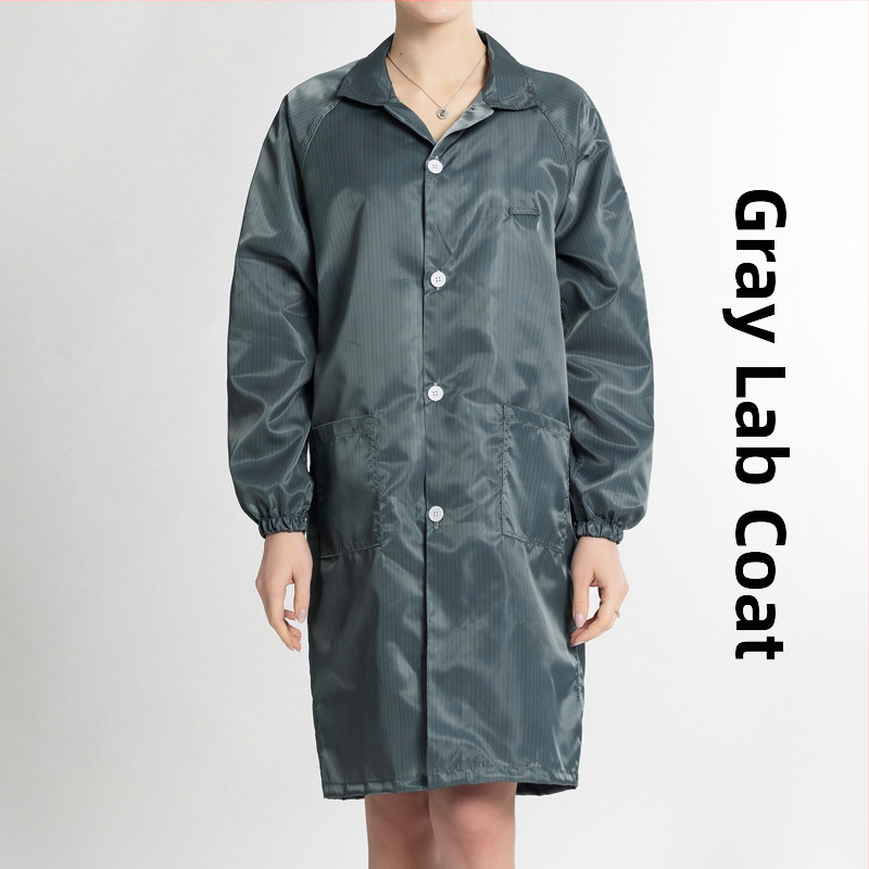 Antistatický dlhý odev do čistých priestorov, unisex, modro-biely