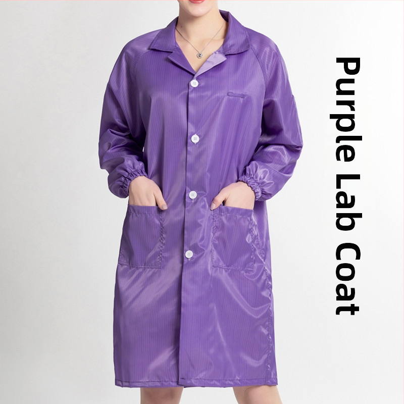 Antistatický dlhý odev do čistých priestorov, unisex, modro-biely