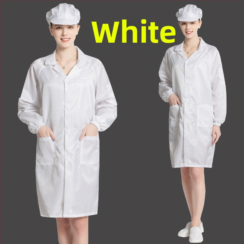 Antistatický dlhý odev do čistých priestorov, unisex, modro-biely