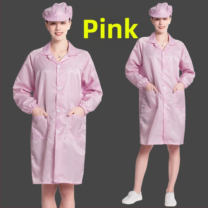 Antistatický dlhý odev do čistých priestorov, unisex, modro-biely