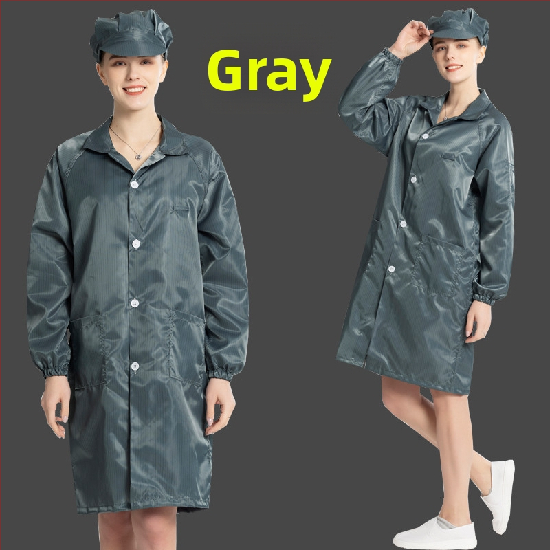 Antistatický dlhý odev do čistých priestorov, unisex, modro-biely