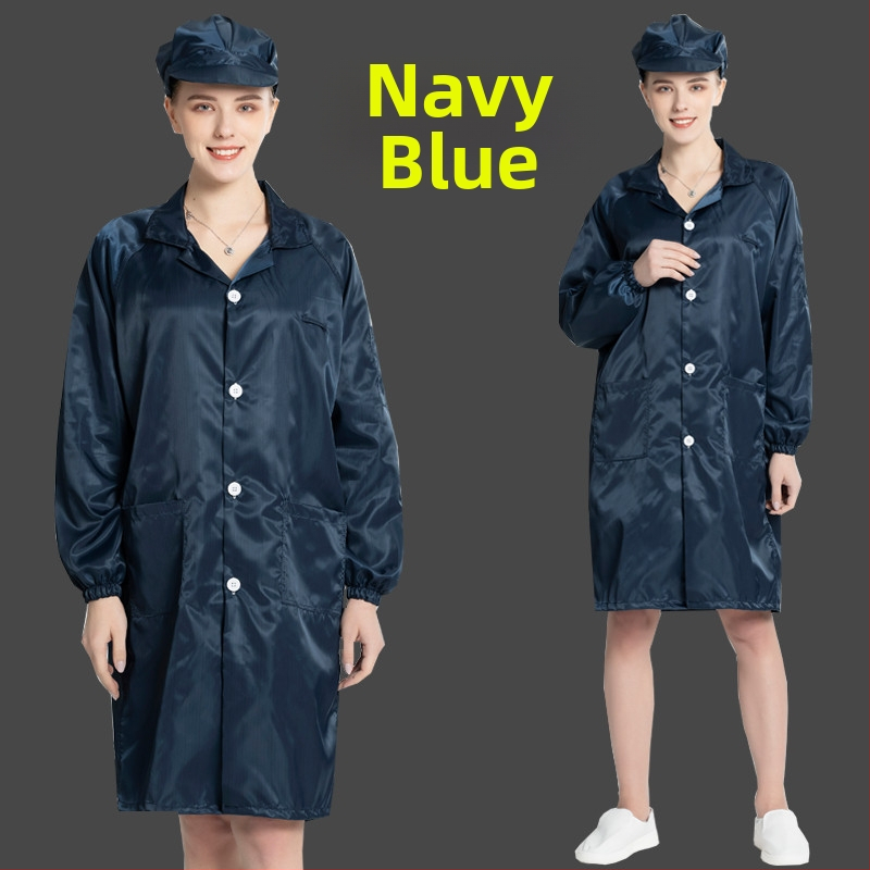 Antistatický dlhý odev do čistých priestorov, unisex, modro-biely
