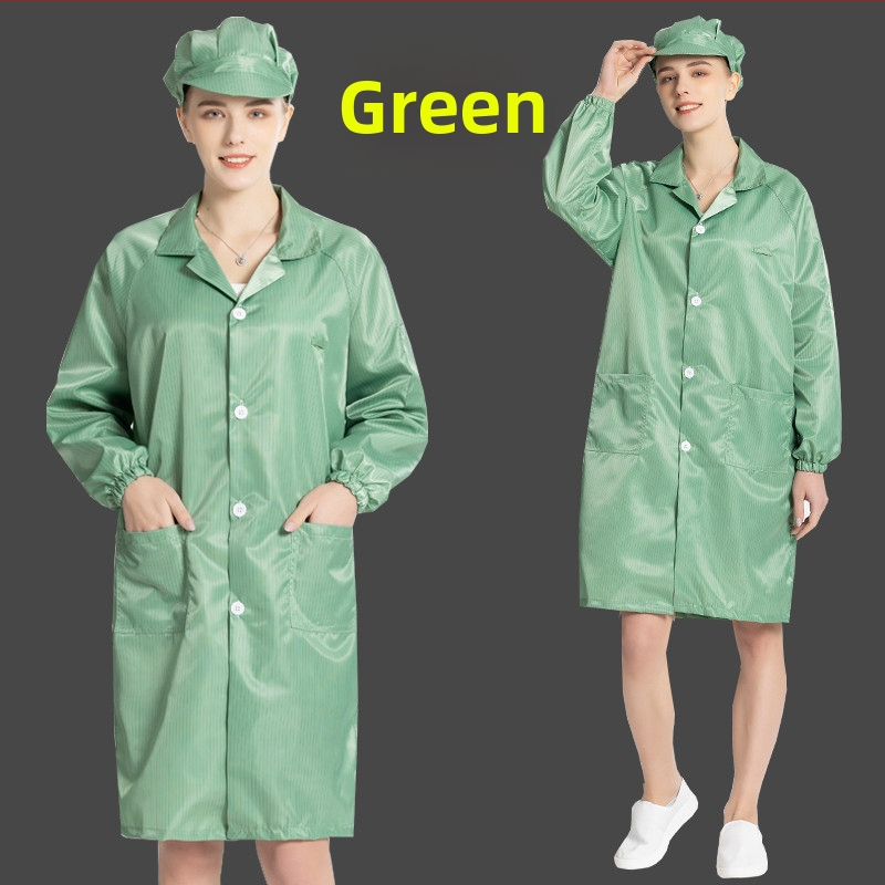 Antistatický dlhý odev do čistých priestorov, unisex, modro-biely