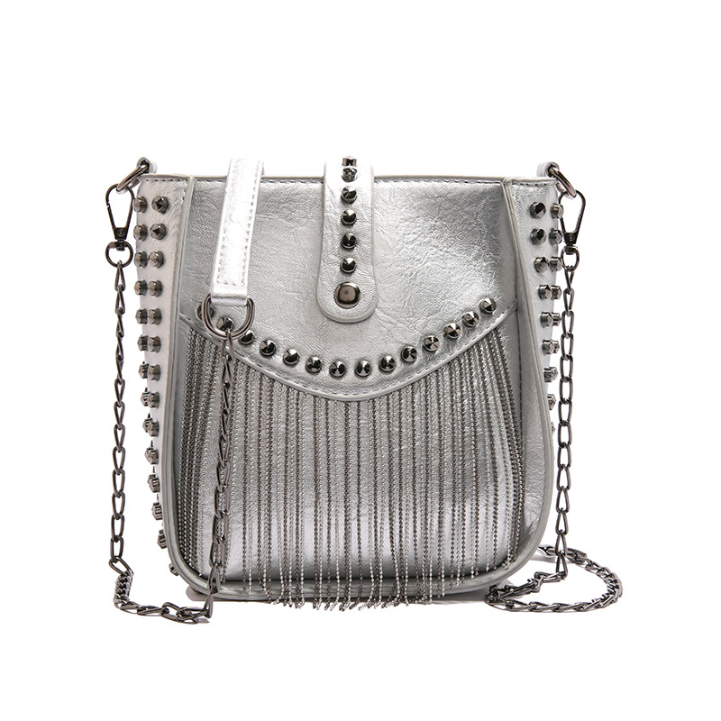 PU materijala crossbody torbica s lancem, nita i resicama, retro dizajn