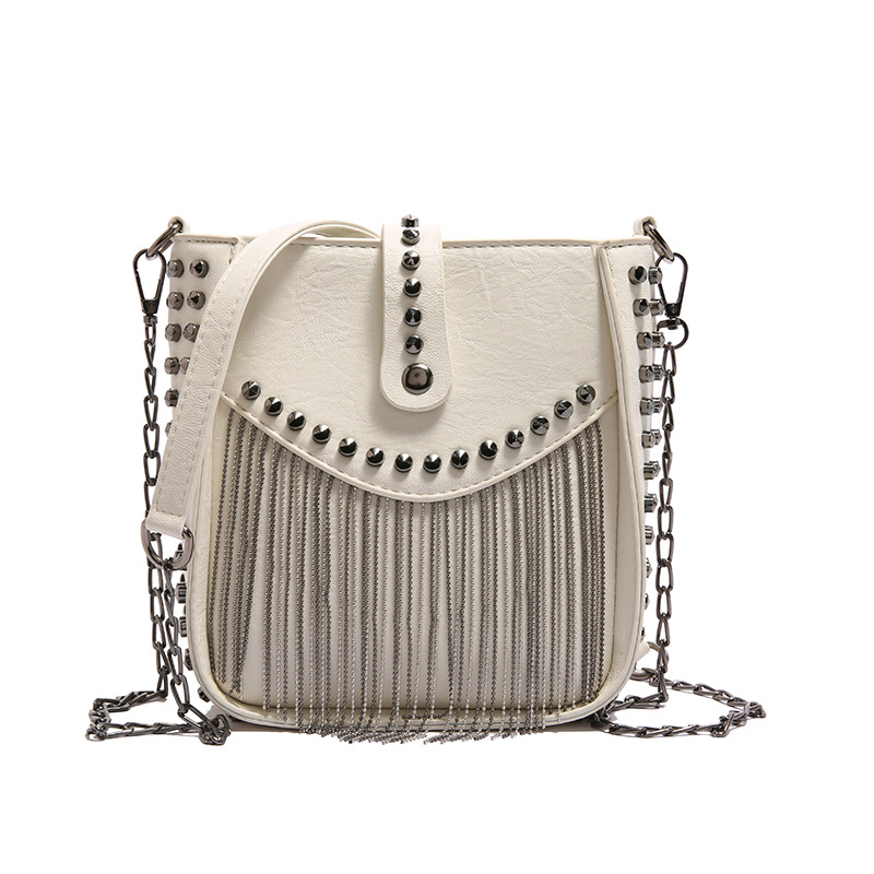 PU materijala crossbody torbica s lancem, nita i resicama, retro dizajn