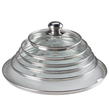 Capac de oală din sticlă temperată, transparent, rotund, universal, rezistent la temperaturi înalte