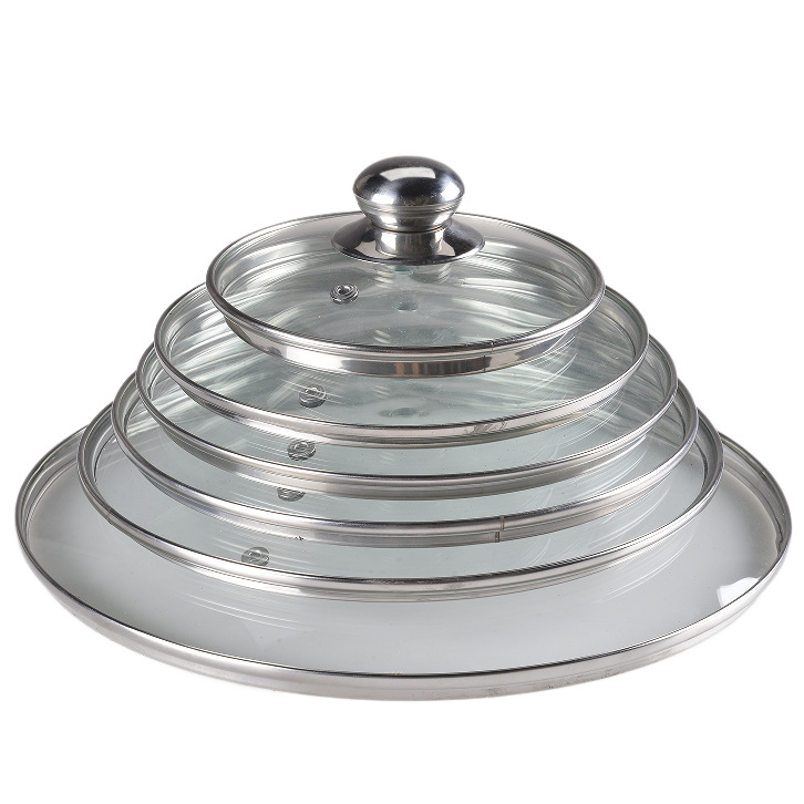 Capac de oală din sticlă temperată, transparent, rotund, universal, rezistent la temperaturi înalte