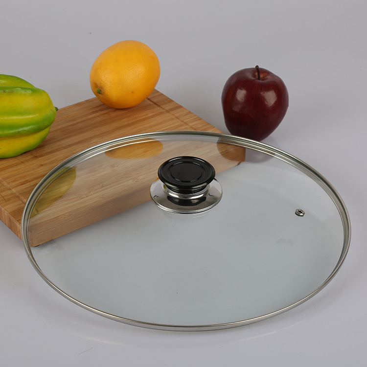 Capac de oală din sticlă temperată, transparent, rotund, universal, rezistent la temperaturi înalte
