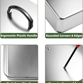 Accesorii pentru tavă de copt – capac dreptunghiular greu, din oțel inoxidabil, pentru topirea brânzei, și capac de aburi
