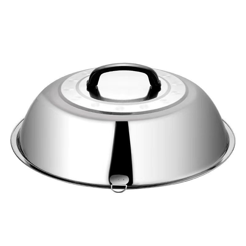 Capac pentru wok din oțel inoxidabil, design tradițional rotund, capac mare înălțat pentru tigăi din fier