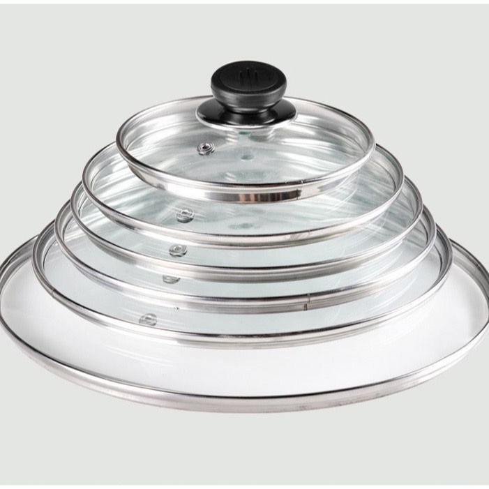 Capac de wok în formă de G, sticlă temperată, fără mâner