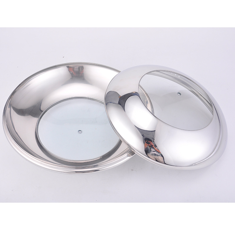 Capac de oală din oțel inoxidabil cu geam termorezistent transparent, dimensiuni 20–40 cm, posibilitate gravură laser pentru logo
