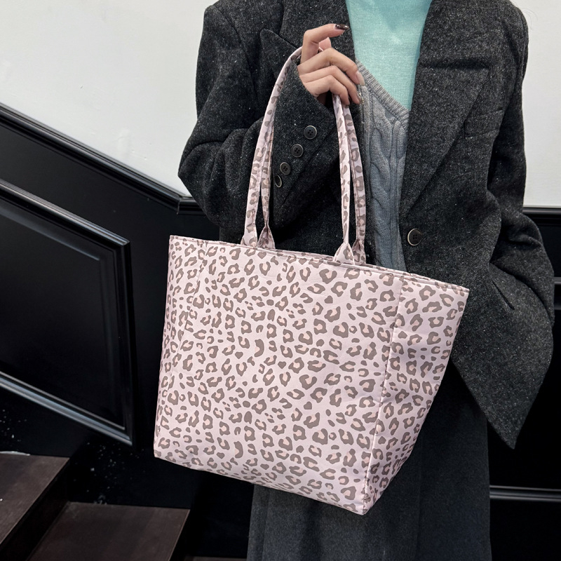 Leopard uzorak Oxford torba za djevojke, retro europsko-američki stil, casual nošenje preko ramena i crossbody, velika zapremina