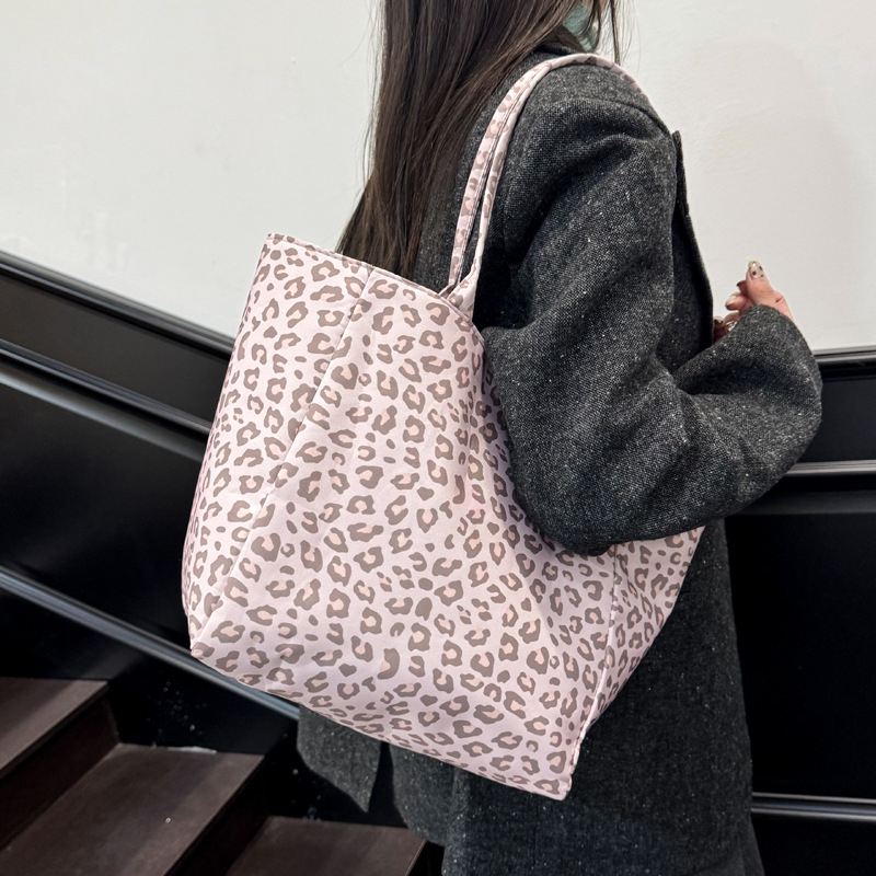 Leopard uzorak Oxford torba za djevojke, retro europsko-američki stil, casual nošenje preko ramena i crossbody, velika zapremina