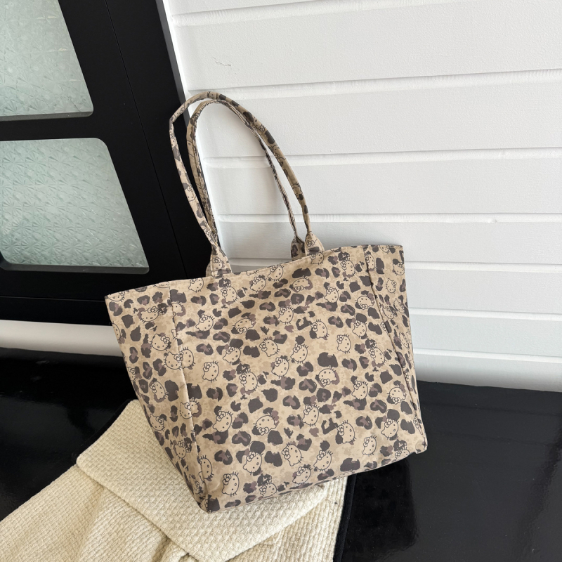Leopard uzorak Oxford torba za djevojke, retro europsko-američki stil, casual nošenje preko ramena i crossbody, velika zapremina