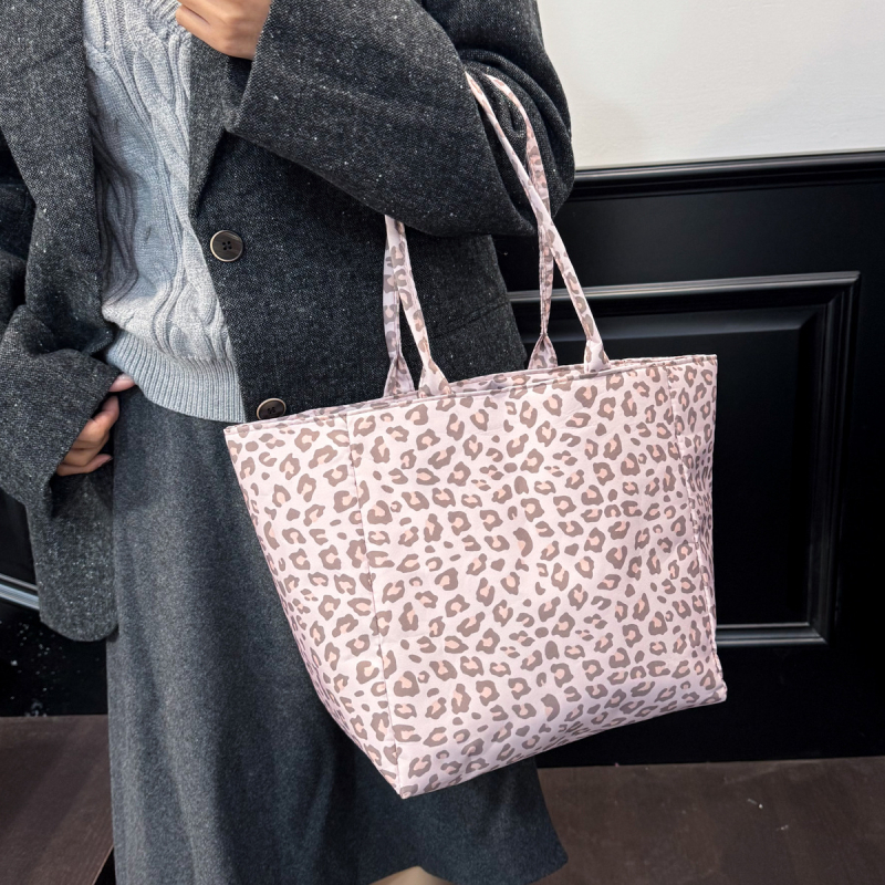 Leopard uzorak Oxford torba za djevojke, retro europsko-američki stil, casual nošenje preko ramena i crossbody, velika zapremina