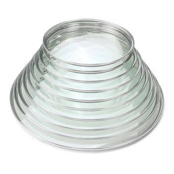 Capac de sticlă cu margine din oțel inoxidabil, 28 cm, pentru wok, oală cu legume, oală de supă, aburitor și tigaie