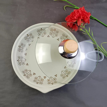 Caserolă ceramică vintage cu mâner pentru gătit la foc deschis, fund plat, 2,1–3 L